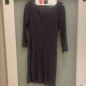 Grey Lace Long Sleeve Dress